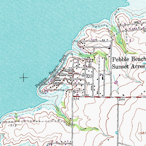 Topographic Map of Pebble Beach Sunset Acres, TX