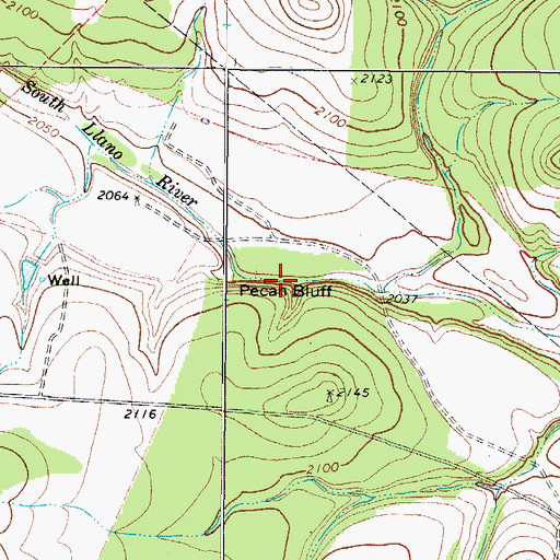 Topographic Map of Pecan Bluff, TX
