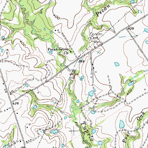Topographic Map of Pecan Branch, TX