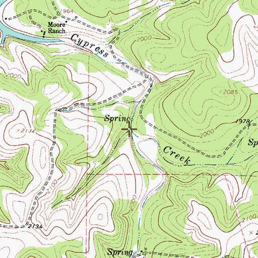 Topographic Map of Pecan Creek, TX