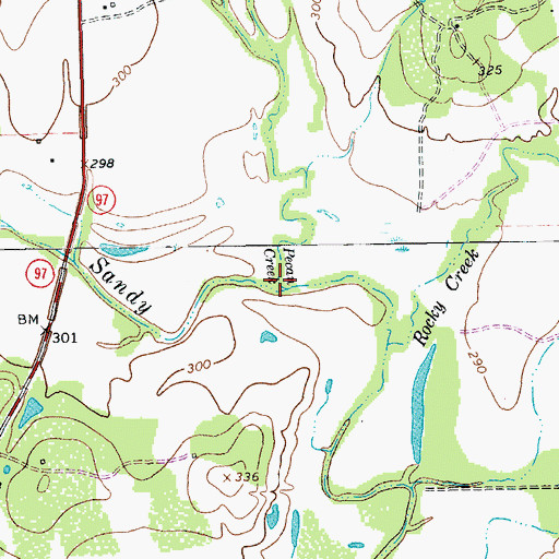 Topographic Map of Pecan Creek, TX