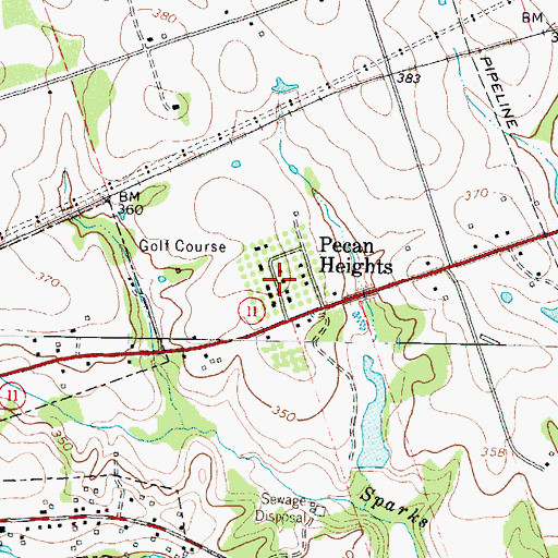 Topographic Map of Pecan Heights, TX