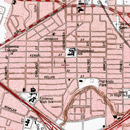 Topographic Map of Pecan Park, TX