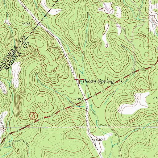 Topographic Map of Pecan Spring, TX