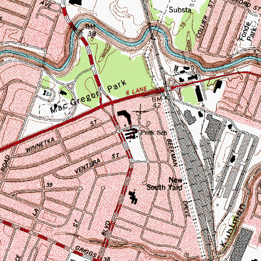 Topographic Map of Peck School, TX