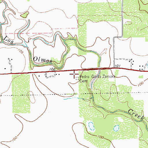 Topographic Map of Pedro Garza Zamora Cemetery, TX