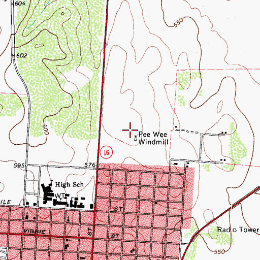 Topographic Map of Pee Wee Windmill, TX