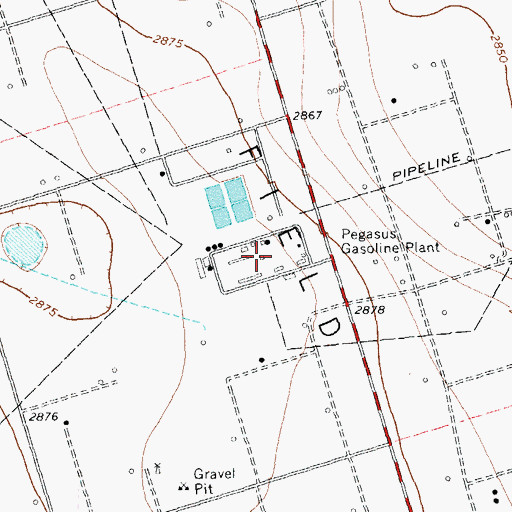 Topographic Map of Pegasus Gasoline Plant, TX