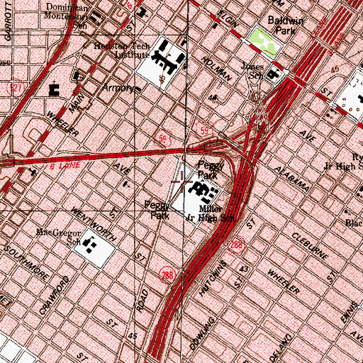 Topographic Map of Peggy Park, TX