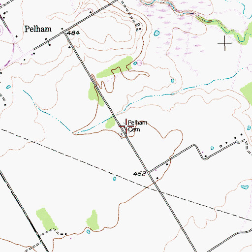 Topographic Map of Pelham Cemetery, TX