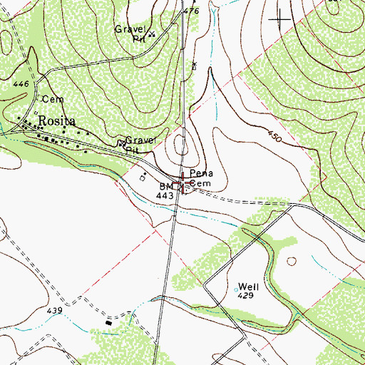 Topographic Map of Pea Cemetery, TX