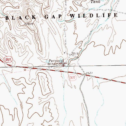 Topographic Map of Penners Windmill, TX