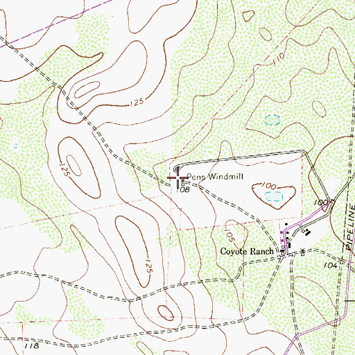 Topographic Map of Pens Windmill, TX