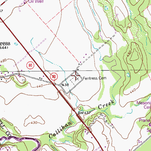 Topographic Map of Pentress Cemetery, TX
