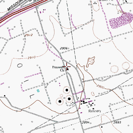Topographic Map of Penwell Church, TX
