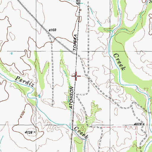 Topographic Map of Perdiz Creek, TX