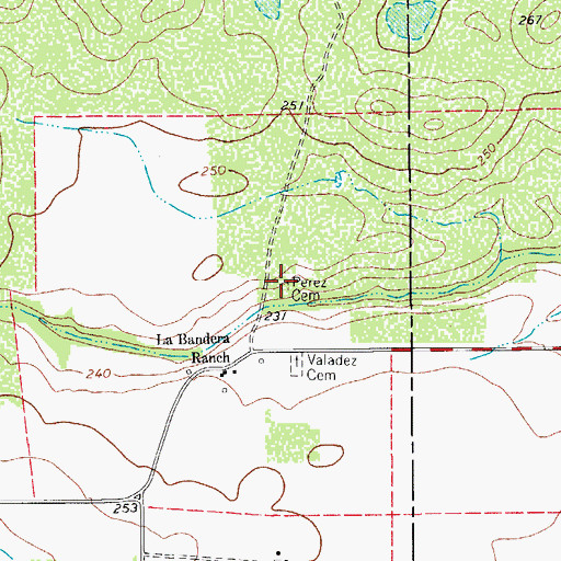 Topographic Map of Perez Cemetery, TX