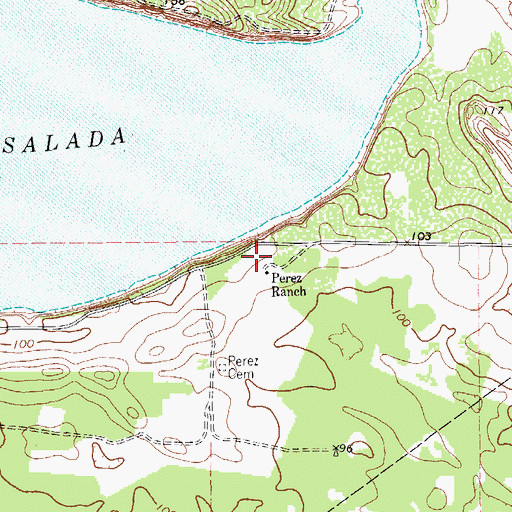 Topographic Map of Perez Ranch, TX