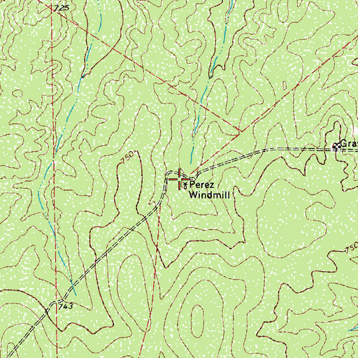 Topographic Map of Perez Windmill, TX