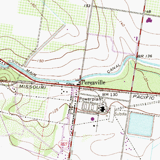 Topographic Map of Perezville, TX