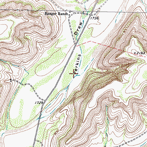 Topographic Map of Perkins Draw, TX