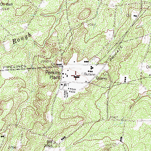 Topographic Map of Perkins Plant, TX