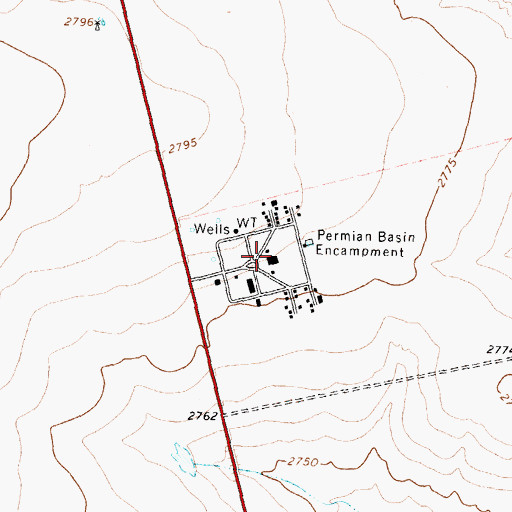 Topographic Map of Permian Basin Encampment, TX