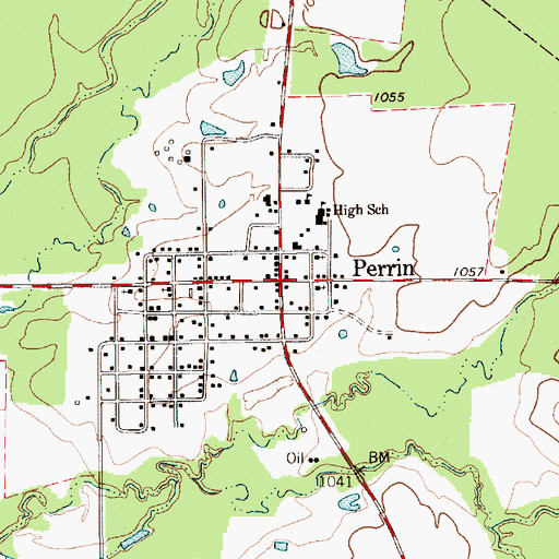 Topographic Map of Perrin, TX