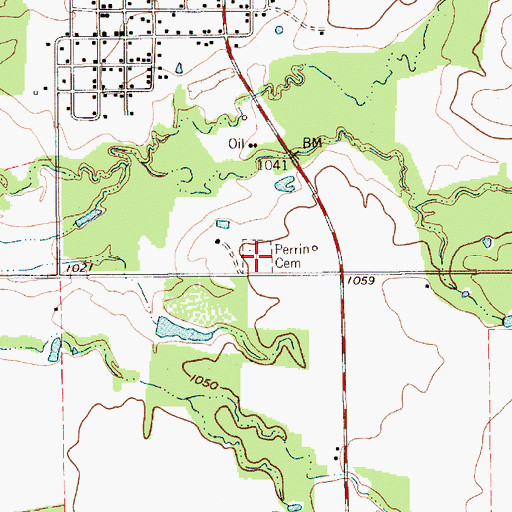 Topographic Map of Perrino Cemetery, TX