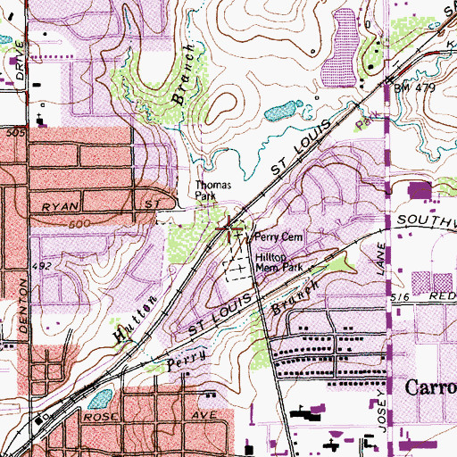 Topographic Map of Perry Cemetery, TX