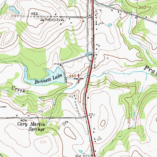 Topographic Map of Perry Creek, TX