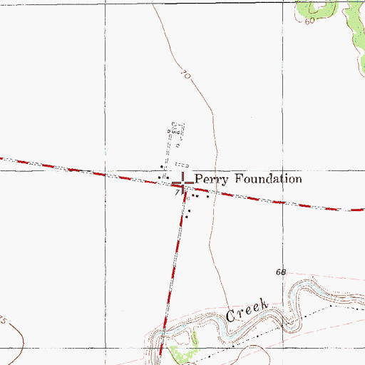 Topographic Map of Perry Foundation, TX