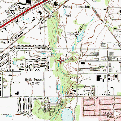 Topographic Map of Pershing Creek, TX