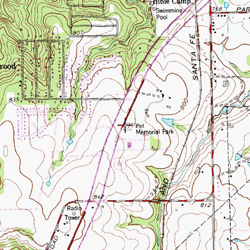 Topographic Map of Pet Memorial Park, TX
