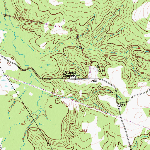 Topographic Map of Peters Chapel, TX