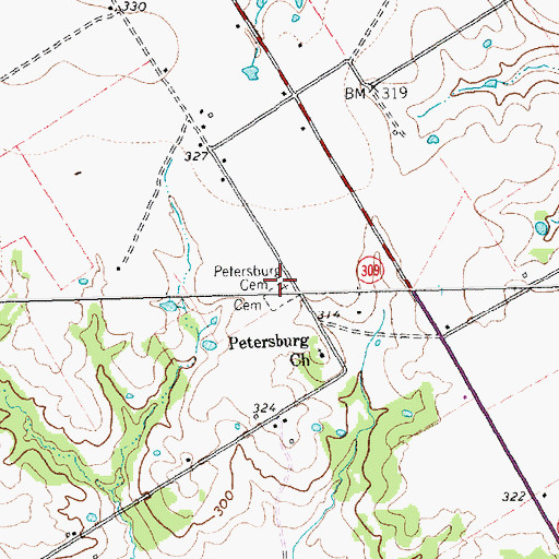 Topographic Map of Petersburg Cemetery, TX