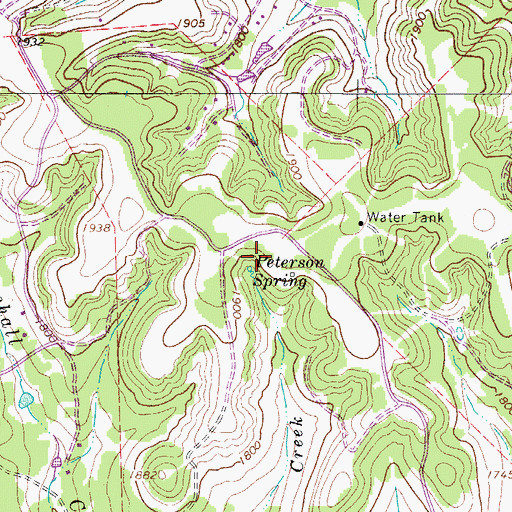 Topographic Map of Peterson Spring, TX