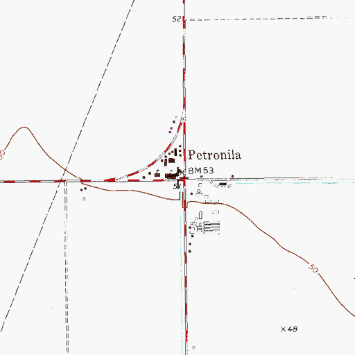 Topographic Map of Petronila, TX