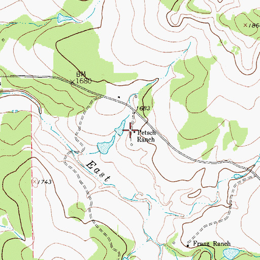 Topographic Map of Petsch Ranch, TX