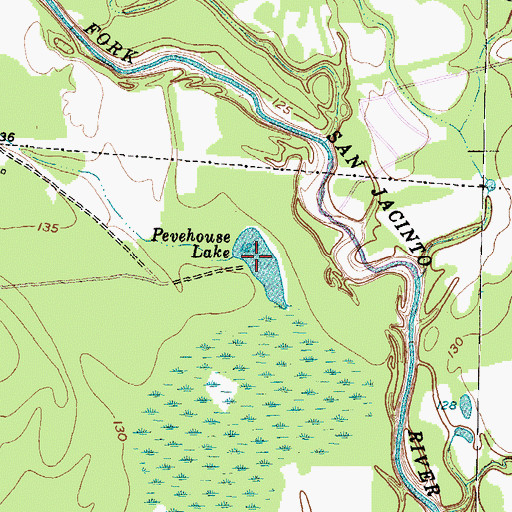 Topographic Map of Pevehouse Lake, TX