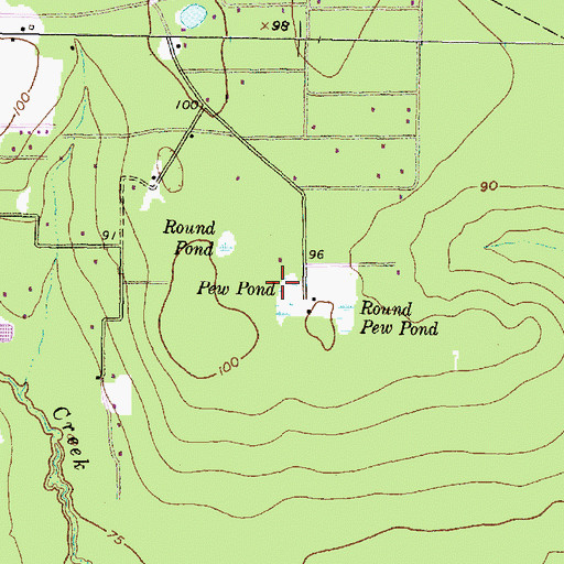 Topographic Map of Pew Pond, TX