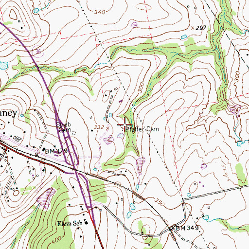 Topographic Map of Pfeffer Cemetery, TX