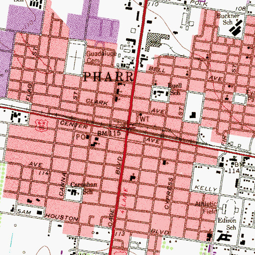 Topographic Map of Pharr, TX