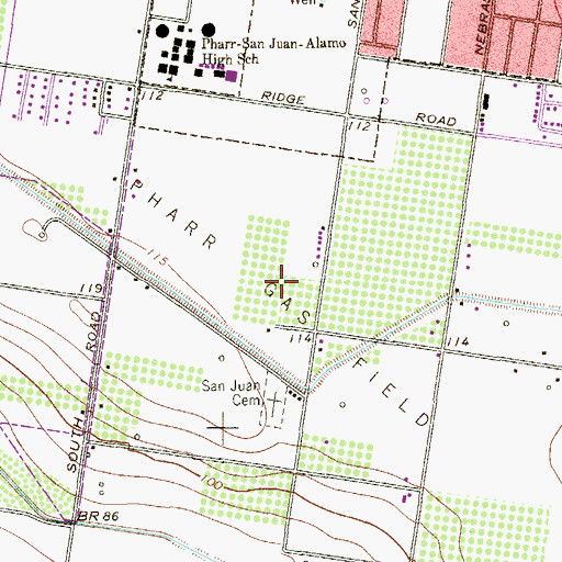 Topographic Map of Pharr Gas Field, TX