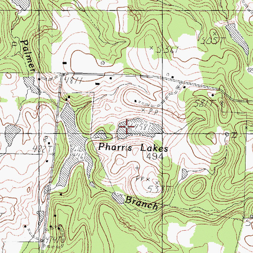 Topographic Map of Pharris Lakes, TX