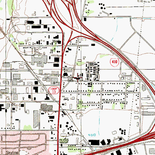Topographic Map of Pheiffer School, TX