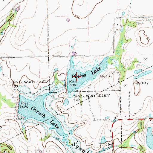 Topographic Map of Phelps Lake, TX