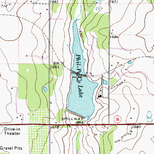 Topographic Map of Phil-Pe-Co Lake, TX