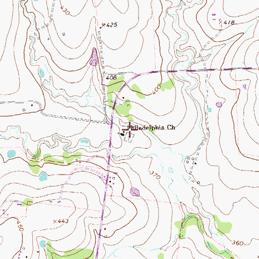 Topographic Map of Philadelphia Church, TX
