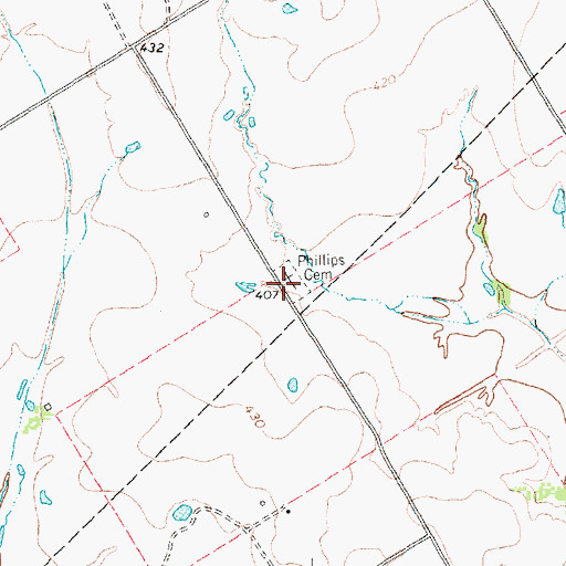 Topographic Map of Wesley's Chapel Cemetery, TX